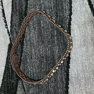 THE FORT WESTERN GENUINE LEATHER RHINESTONES SNAP-BUTTON HEADBAND